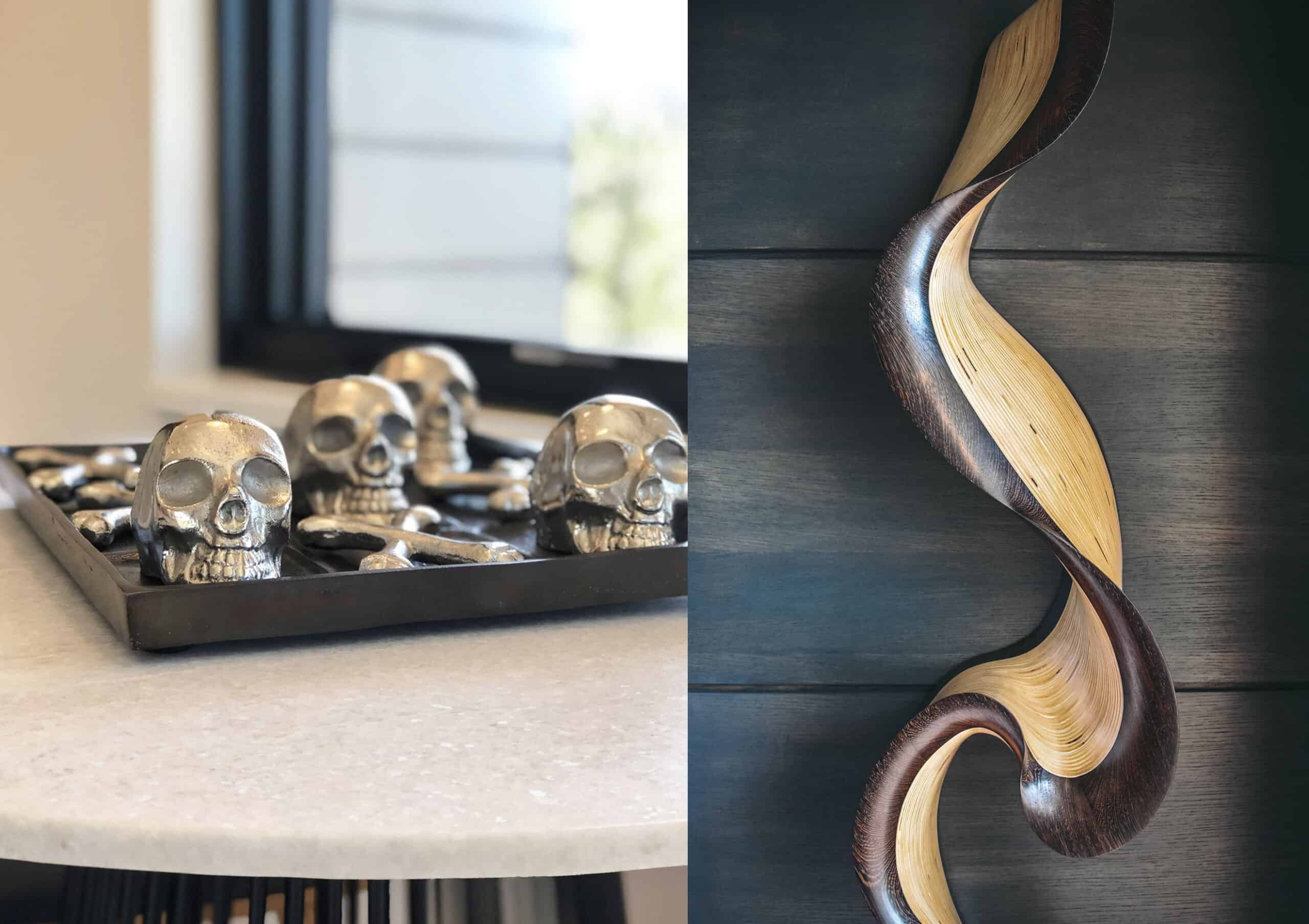 QUARTZ CREEK Skulls and Wood Art_Duet Design Group_Dark and Moody Spaces