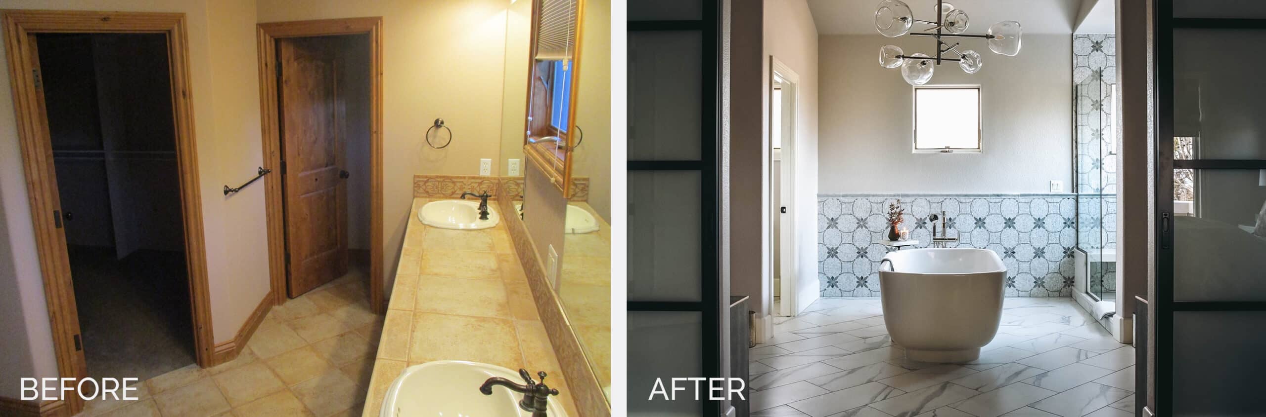 Before After Master Bath duet design group interior design