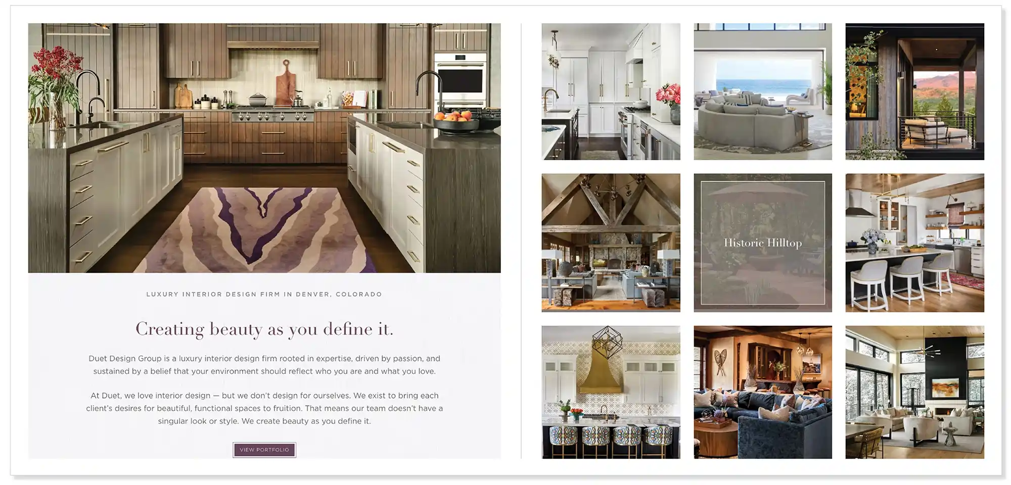 Luxury interior design portfolio collage featuring custom residential projects in Denver, Colorado